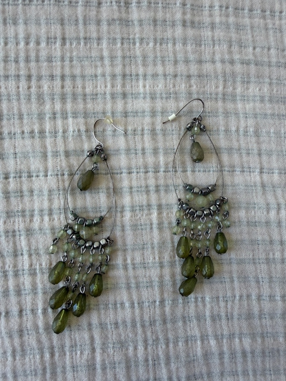 Green Teardrop Chandelier Earrings